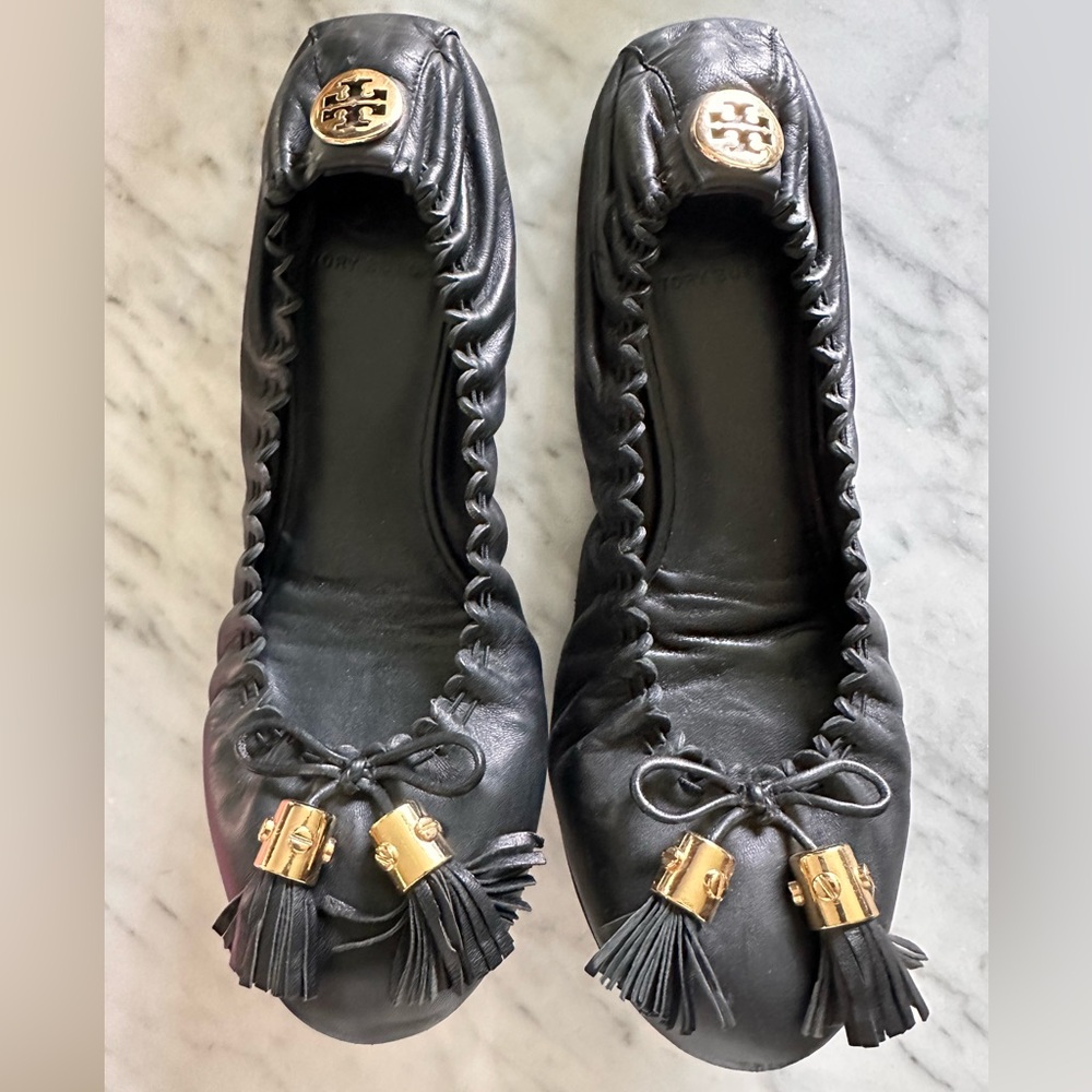 Tory Burch soft leather tassel flats